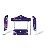 10x10ft White Steel Frame Tent, two 9ft Feather Flags & 6ft... from ASI 49891...