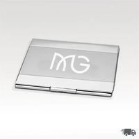 Zinc alloy business card case with a polished/matte silver-plated finish.......