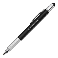 Plastic 5-in-1 ballpoint pen, stylus, ruler, level and star/slot...