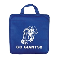 Non-woven, water-resistant stadium cushion with front pocket and carry...