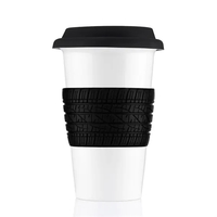 14 ounce single wall ceramic tumbler with sipping lid and texture... from ASI...