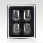 16 oz Stemless White Wine Glass Set (4) - Custom Etched