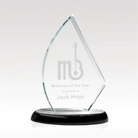 Glass award sculpture, made of clear glass, on a cast resin... from ASI 93986...