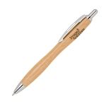 Bamboo-I Retractable Eco-Friendly Pens with Chrome Trims