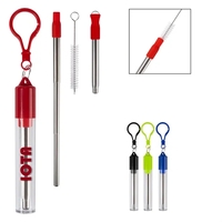 9" collapsible, reusable stainless steel straw with silicone tip and wire......