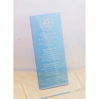 Acrylic menus measure 4" x 9" and are perfect for events... from ASI 92531...