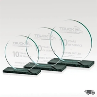 Verde Disc Jade Glass Award w/ Marble Base