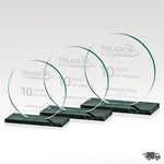Verde Disc Jade Glass Award w/ Marble Base
