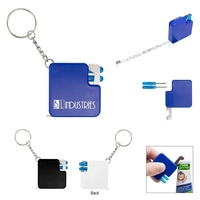 Key chain with 3' tape measure, bottle opener, flat head/Phillips head......