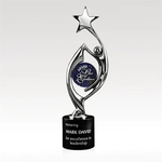 Chrome Art Glass Award with Marble Base - Harmony
