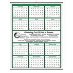 Green Year at a Glance Calendar with Center Ad Copy