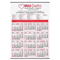 Red and Black Yearly Calendar on a single sheet. Top imprint.... from ASI...