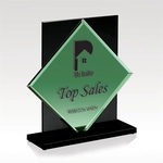 Green Mirrored Glass with Black Accent and Base