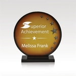 Endeavor Sphere - Amber Art Glass Award w/ Star Accents