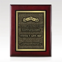 Cherry finished wood plaque with gold finish plate and a keyhole... from ASI...