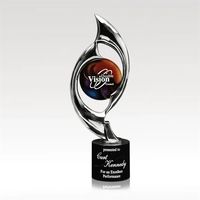 Triumph Chrome Cast Metal Award with Art Glass Disc