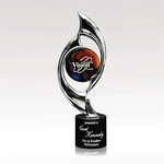 Triumph Chrome Cast Metal Award with Art Glass Disc