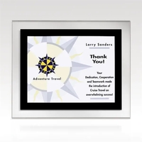 Acrylic plastic certificate holder with smooth black accents and keyhole...