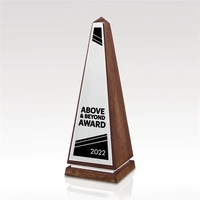 Sorano Wooden Obelisk Award - Silver Metal Accents