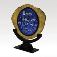 Award crafted from blue and gold shaped ArtGlass, nestled in a... from ASI...