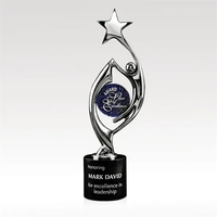 Chrome Award with Art Glass and Marble Base - Harmony