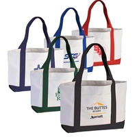 Two tone polyester boat tote bag with front pocket and hand... from ASI 37455...