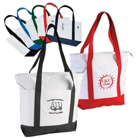 Two-Tone Zippered Boat Tote
