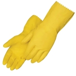 Yellow Latex Unsupported Flock Lined Glove