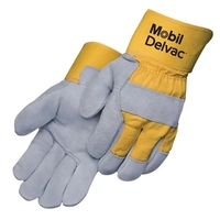 Gray Select Split Cowhide Work Gloves w/Yellow Canvas Back