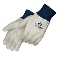 Canvas Gloves with Blue Knit Wrist