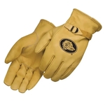 Premium Golden Cowhide Driver Gloves with Leather Pull Strap