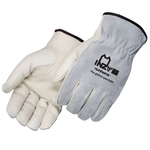 Driver gloves with Grain palm/Gray Split Leather Back