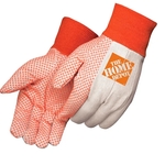 10 oz Canvas Work Gloves w/ Orange PVC Dots