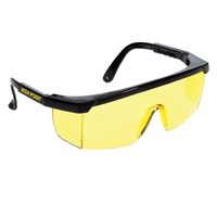Large Single-Lens Safety/Sun Glasses with Adjusted Temples