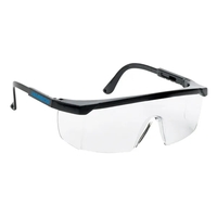 Large Single-Lens Safety/Sun Glasses with Adjusted Temples