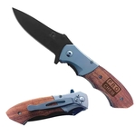 Black Blade Rosewood Color Wood Handle Pocket Knife