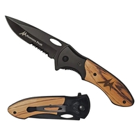 Black Blade Wood Handle Pocket Knife