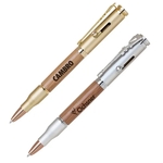 Brass/Bamboo Bullet Ballpoint Pen with Rifle Clip