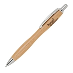 Eco-Friendly Curved Shape Bamboo Ballpoint Pen, Click Action