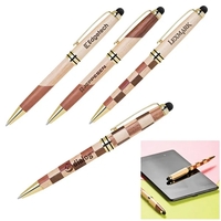 Unique Pattern Solid Wood Ballpoint Pen with Stylus