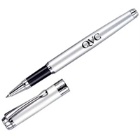 Satin silver cap off style roller ball pen in solid brass... from ASI 37455...