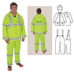 PVC/Polyester 3-Piece Rainsuit with Reflective Stripes
