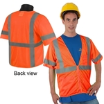 Class 3 Compliant Mesh HiViz Orange Safety Vest with Sleeves