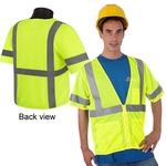 Class 3 Compliant Mesh Hi-Viz Lime Safety Vest with Sleeves