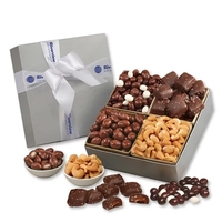 Silver gift box filled with sweet and salty snacks... from ASI 68680 Maple...