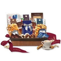 cork-like basket with faux leather trim filled with snacks and treats... from...