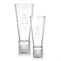 The Crystalline Corsica Vase boasts a tall, elegant structure that...