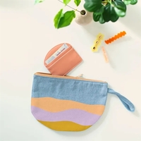 8.75" x 6" half-moon shaped natural, colored or denim canvas zippered... from...