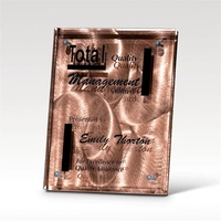 Bronze colored award crafted from beveled jade glass and stainless steel.......