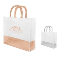 Tote bag made of 90 gram non-woven, coated, water-resistant polypropylene...